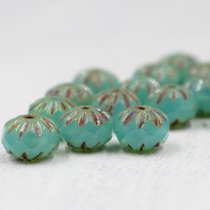 9x7mm Light Blue Czech Crullers | Czech Picasso Rondelle | Jewelry Supplies