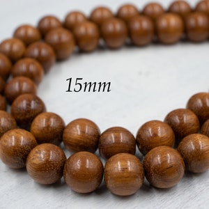 15mm Brown Wood Beads | Jewelry Supplies | Chunky Jewelry | Round Wood Beads
