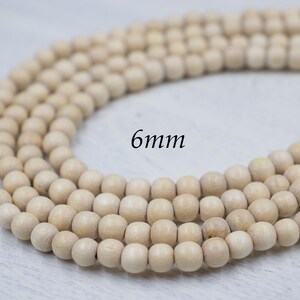 Package of 4 Strands | 6mm Natural Wood Beads | Jewelry Supplies | Round Wood Beads
