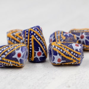 Southwest Style Krobo Glass Beads | Blue Glass Beads | Recycled Glass Beads | Jewelry Supplies