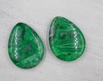 CLOSING SUPPLY SHOP | 2 pc Crazy Lace Agate Teardrop | Green Gemstone Pendant | Jewelry Supplies | Teardrop Gemstone