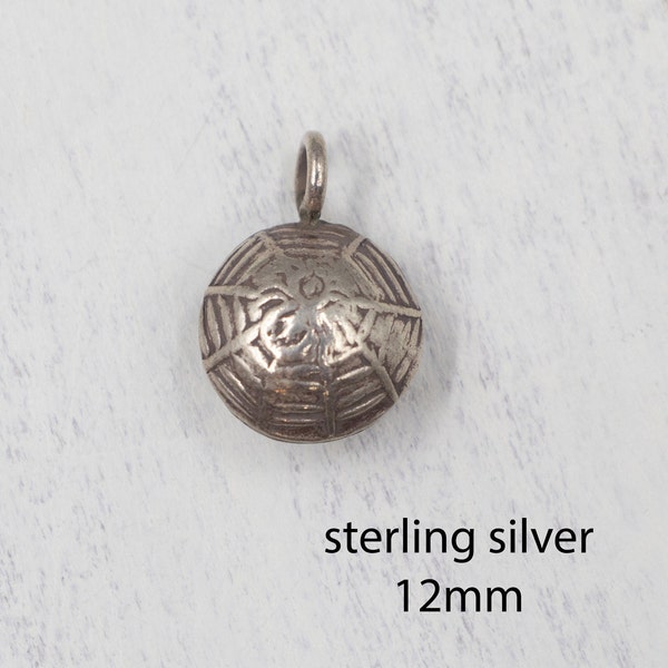 Sterling Silver Spider in a Web Pendant | 12mm Hill Tribes Antiqued Sterling Silver Pendant | Sterling Silver Findings | Jewelry Supplies