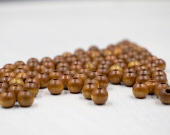 CLOSING SUPPLY SHOP | 100 Beads | 6mm Brown Wood Beads | Jewelry Supplies | Round Wood Beads