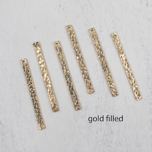 LIQUIDACIÓN DE SUMINISTROS / Eslabones de barra texturizados chapados en oro de 14 quilates / Juego de 6 eslabones / Componentes para joyería / Conectores de oro