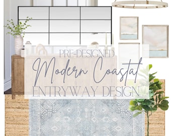 Diseño de entrada costera moderna / Tablero de inspiración virtual y lista de compras (descarga digital)