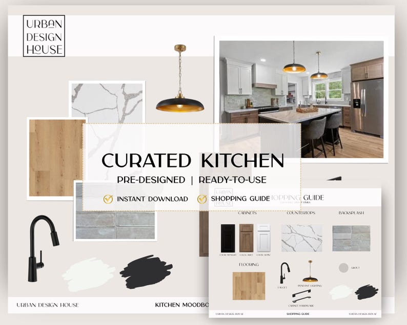 Transitional Kitchen Moodboard | DIY Design Guide (digital Download) - Etsy
