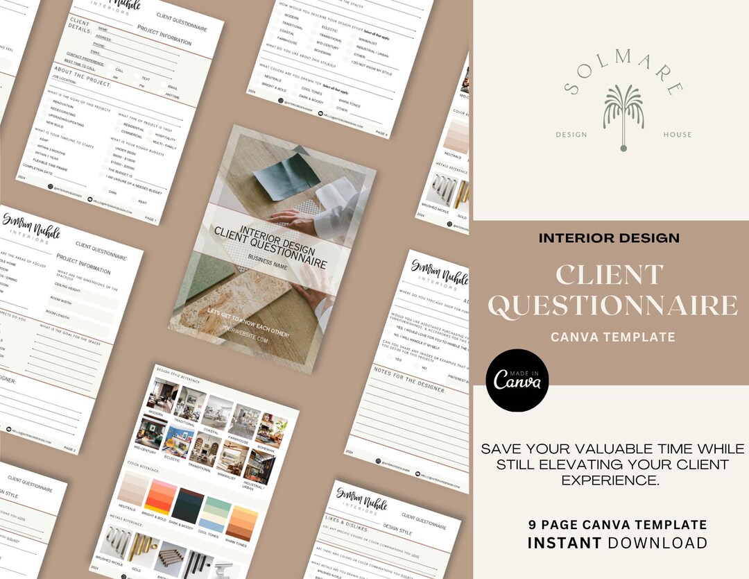 Interior Design Client Questionnaire Template | Customizable Canva ...