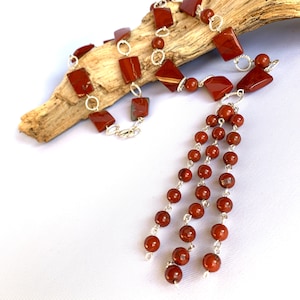 Long Gemstone Jasper Tassel pendant