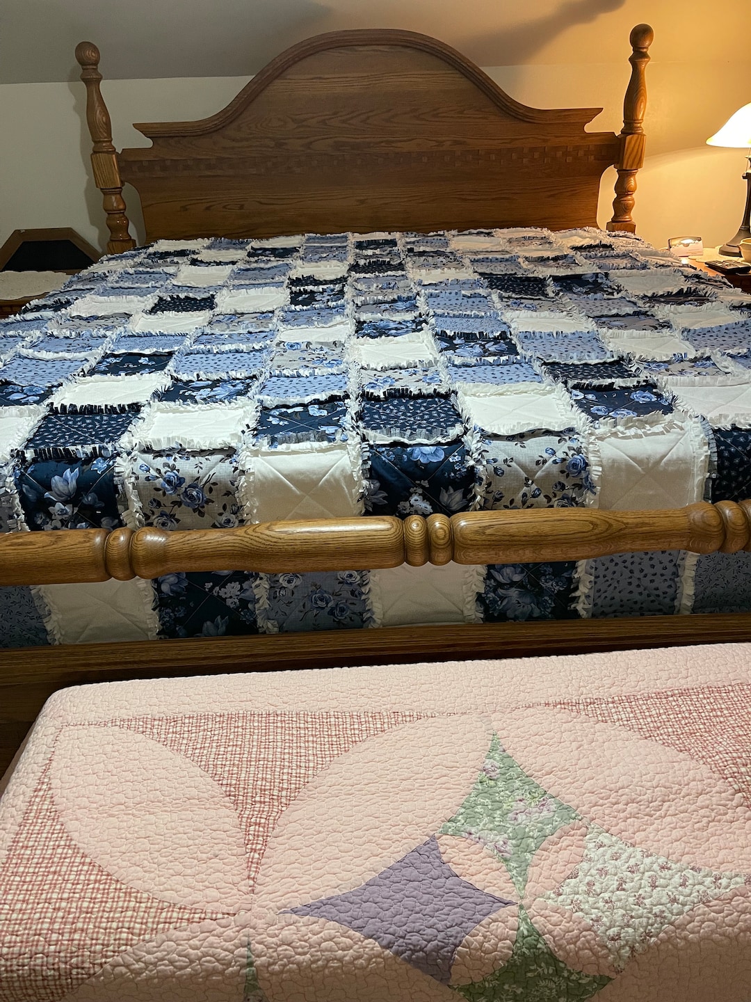 Handmade King Size Rag Quilt. 98x105. Etsy