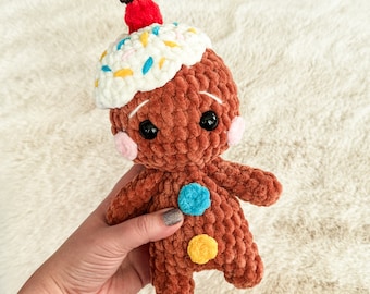 Crochet Doll Gingerbread Plushie Amigurumi Pattern ONLY - For Christmas and Holiday Gifts