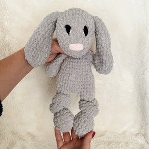 Crochet Mini Snuggler Bunny Pattern, Amigurumi Crochet Bunny Cuddler Lovey Bunny Crochet Pattern Mini Version image 1