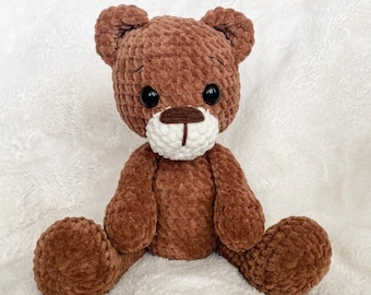 Plush Crochet Teddy Bear Pattern, Amigurumi Teddy Bear Plushie