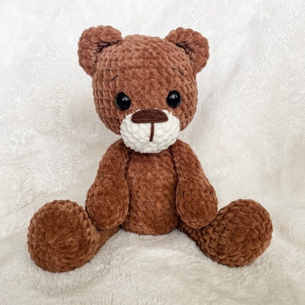 Plush Crochet Teddy Bear Pattern, Amigurumi Teddy Bear Plushie