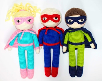 Crochet Superhero Doll Pattern Amigurumi Doll Pattern Dolly Crochet Boy Girl Pattern Friendly Superhero Amigurumi