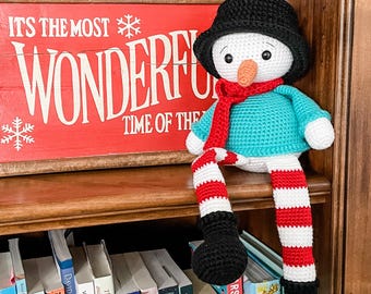 Crochet Snowman Shelf Sitter Amigurumi Pattern (Digital Download)