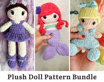 Crochet Plush Doll Amigurumi Pattern Princess Mermaid Ballerina | BUNDLE