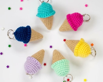 Crochet Ice Cream Cone Keychain