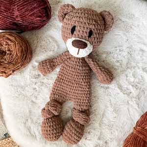 Crochet Snuggler Bear Pattern, Amigurumi Crochet Bear Cuddler Lovey Bear Crochet Pattern