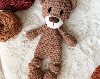 Crochet Snuggler Bear Pattern, Amigurumi Crochet Bear Cuddler Lovey Bear Crochet Pattern
