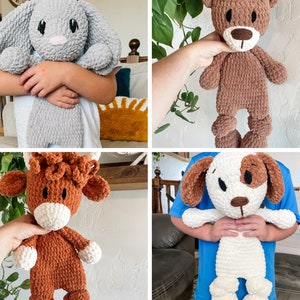 BUNDLE Amigurumi eBook Snuggler Crochet Patterns - Bunny, Bear, Cow, and Puppy - for Baby Shower Gifts and Nursery Decor