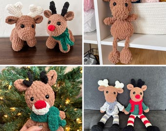 Christmas Amigurumi Crochet Pattern Bundle: Plush Moose & Reindeer (Digital Download)