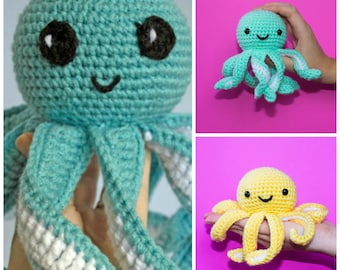Crochet Octopus LARGE and MINI Combo| Amigurumi Mini Octopus Pattern| Baby Toy| Stuffed Toy| Octopus Toy| Childrens Gift