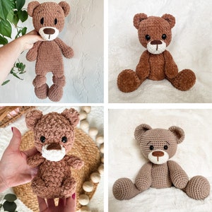 BUNDLE Crochet Amigurumi Bear Plushie and Snuggler Patterns - for Baby Shower Gifts and Nursery Decor