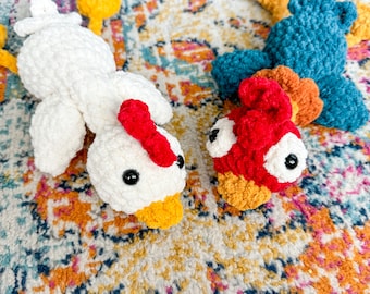 Low Sew Crochet Chicken, Hen, and Rooster Amigurumi Pattern