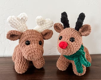 Plush Crochet Standing Moose and Reindeer Amigurumi Pattern
