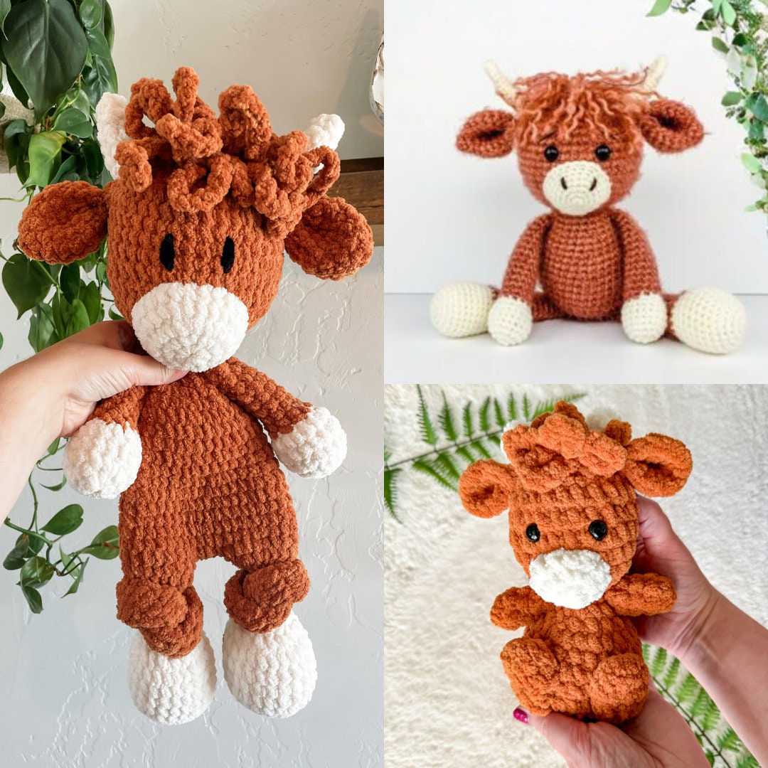 23 Adorable Cow Plush Crochet Patterns for Farmhouse Decor, Gifts, and Cozy Displays 16 Crochet Highland Cow Plushie Pattern Bundle