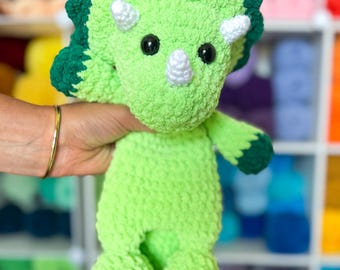 Plush Crochet Triceratops Snuggler Amigurumi Pattern