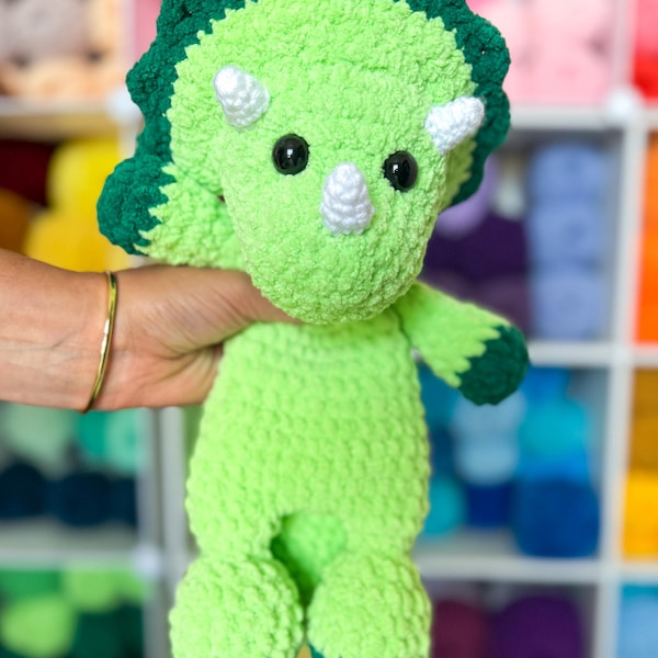 Plush Crochet Triceratops Snuggler Amigurumi Pattern