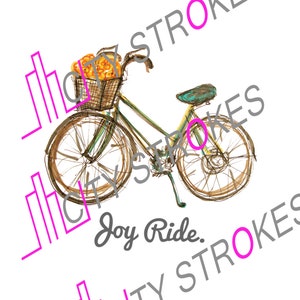 Bike illustration with &#39;Joy Ride&#39; text DIGITAL FILE DOWNLOAD