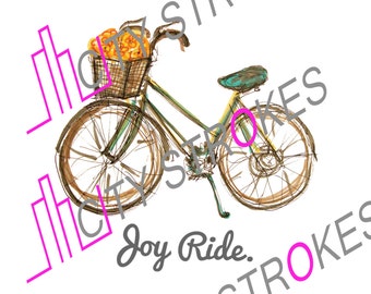 Bike illustration with 'Joy Ride' text DIGITAL FILE DOWNLOAD