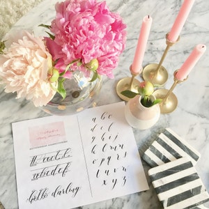 modern calligraphy alphabet practice sheet digital download pdf