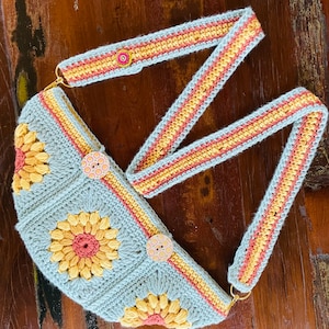 Crochet Bum Bag/Sling Bag/Fanny Pack/ Granny Square Boho, Crossbody, Hippie Style