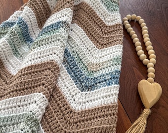 Daytona Sands Crochet Blanket Pattern, Lightweight Modern Throw, Crochet Afghan with Video Tutorial, Instant Download, boho decor, textured.