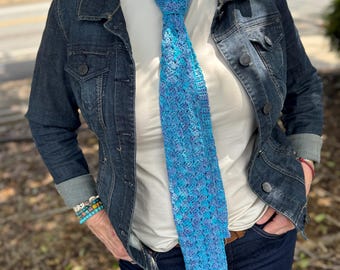 Vintage Crochet Tie Pattern PDF – 60s Retro Unisex Accessory