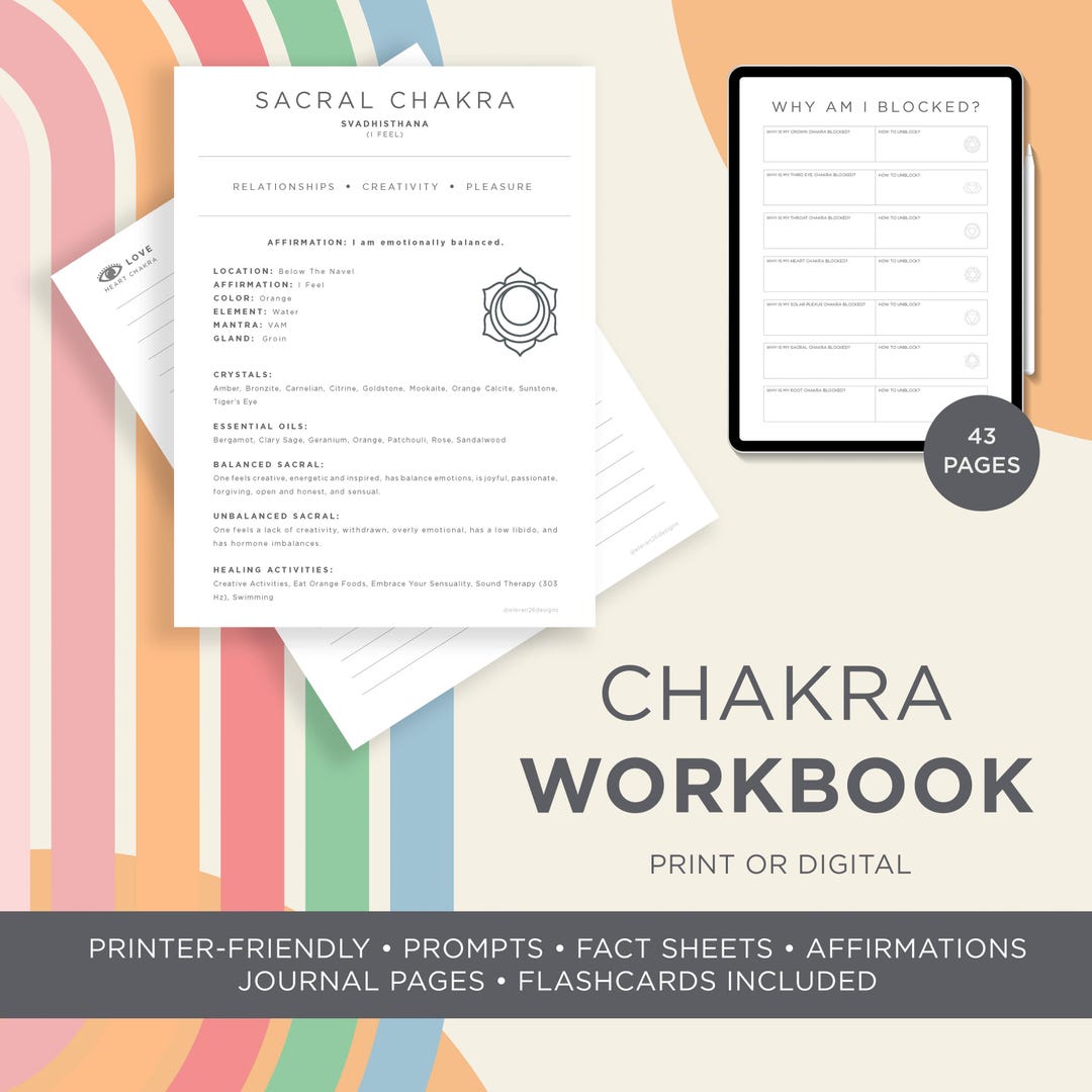 Printable Chakra Workbook | Chakra Healing Worksheets | Chakra Healing ...