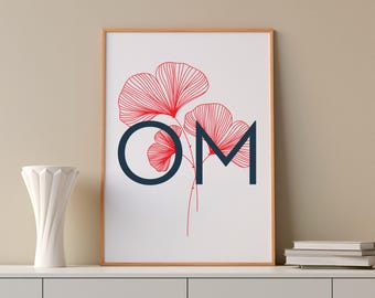 OMフローラルアートプリント：モダンでインスピレーションあふれる壁飾り（デジタルダウンロード）