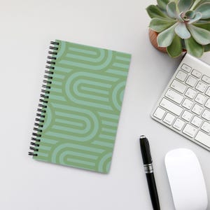 Scalloped Green Pattern Notebook | Spiral Notebook | Dotted Notebook | Spiritual Gift | Dream Journal | Gratitude | Manifestation | Zen Gift
