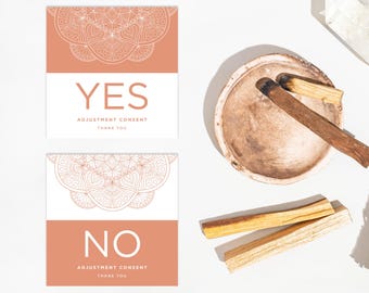 Printable Yoga Adjustment Consent Cards: Yes No Assist (Digital Download)
