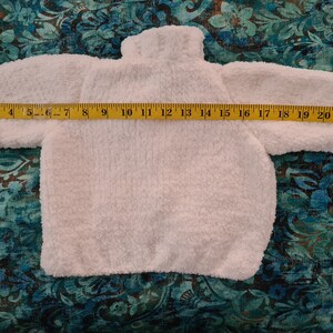 White chenille wool baby cardigan. Baby jacket. knitted baby clothing. Cardigan. Girl baby. Baby gift. Baby shower gift. image 5