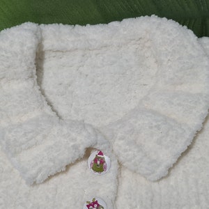 White chenille wool baby cardigan. Baby jacket. knitted baby clothing. Cardigan. Girl baby. Baby gift. Baby shower gift. image 2