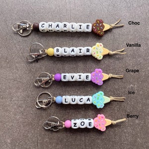 Personalized Name Keychain: Silicone Bead Bag Tag, Party Favor