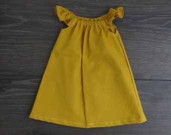 Baby girl clothes / Mustard baby dress / Organic baby clothes / Baby girl dress / flutter sleeve dress / Girl dress / natural baby dress