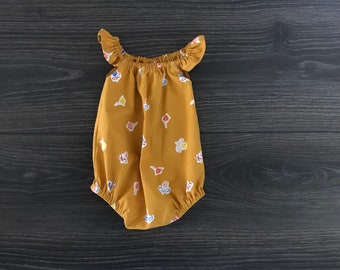 Organic Baby Romper: Flutter Sleeve Floral Playsuit