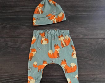 Organic Baby Harem Pant Set: Fox Print