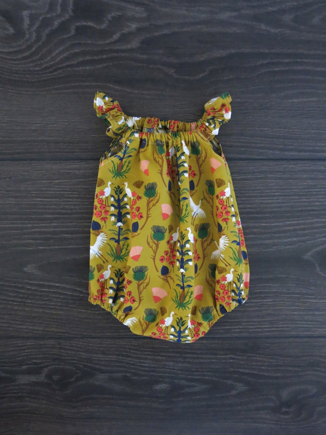Baby Girl Romper / Organic Baby Clothes / Flutter Sleeve Romper / Baby