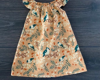 Baby girl clothes / Organic baby clothes / Bird baby dress / Vintage baby dress / Australian baby clothes  / Girl seaside dress / baby girl